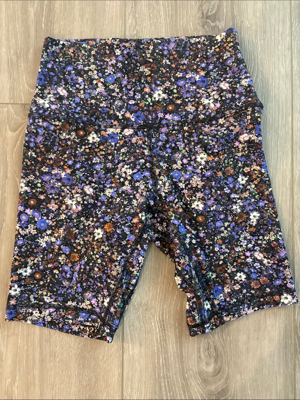 Lululemon Floral High-Waist Bike Shorts - Purple Multi